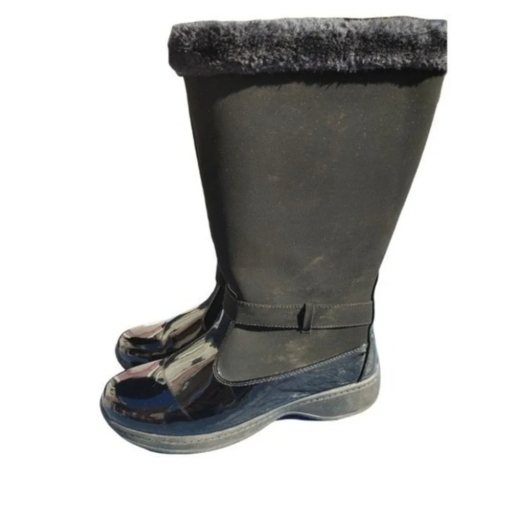 WOMENS TUNDRA TALL BOOTS SIZE 10 BLACK/BLACK PATENT LEATHER